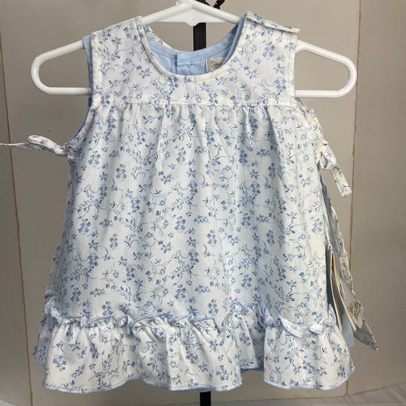 Creme de le Creme Other - Creme' de la Creme' New Infant blue dress with apron size 3 months